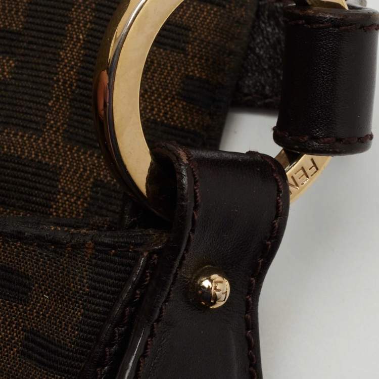 Pre Owned Fendi Brown Zucca Canvas and Leather Chef Shoulder Bag