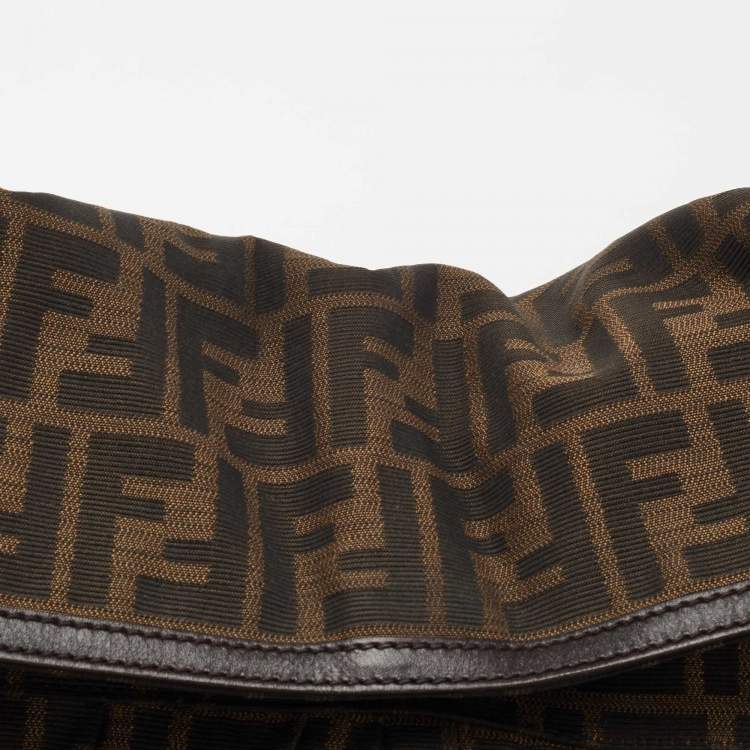 Pre Owned Fendi Brown Zucca Canvas and Leather Chef Shoulder Bag