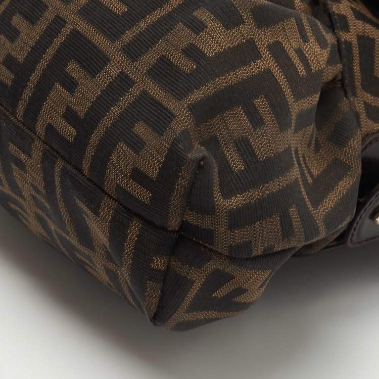 Pre Owned Fendi Brown Zucca Canvas and Leather Chef Shoulder Bag
