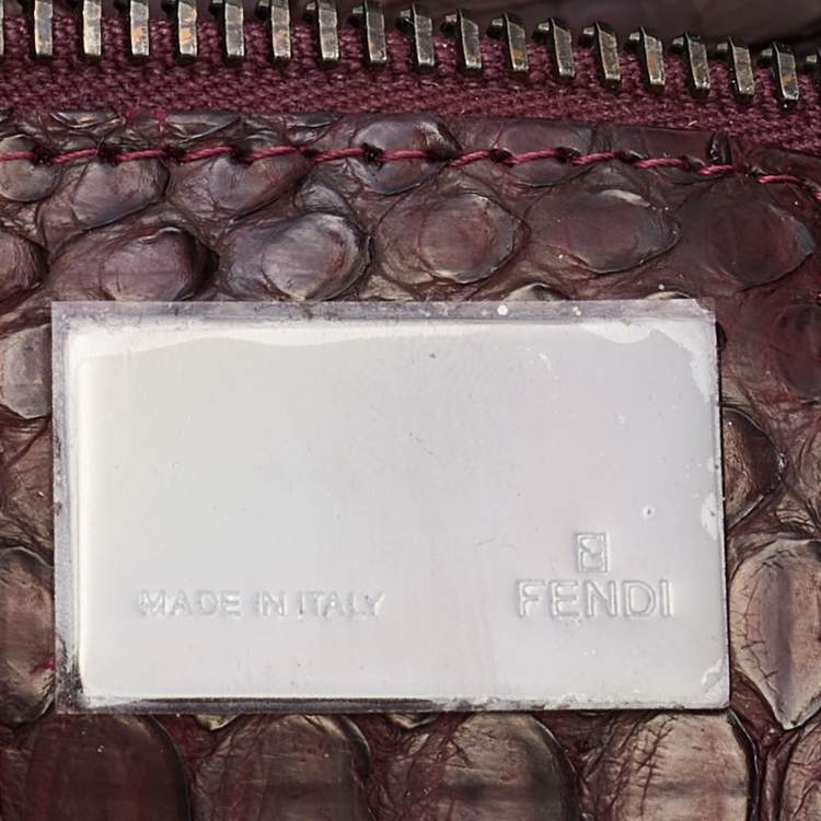 Pre Owned Fendi Burgundy Python Leather Mama Forever Shoulder Bag