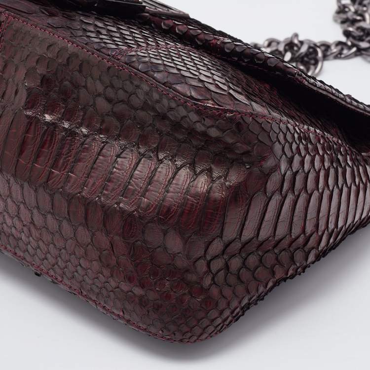 Pre Owned Fendi Burgundy Python Leather Mama Forever Shoulder Bag