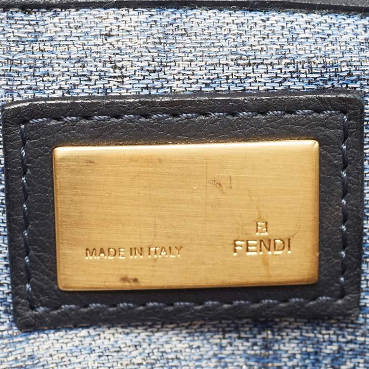 مملوكة مسبقًا Fendi Dark Blue Leather Large Peekaboo Top Handle Bag