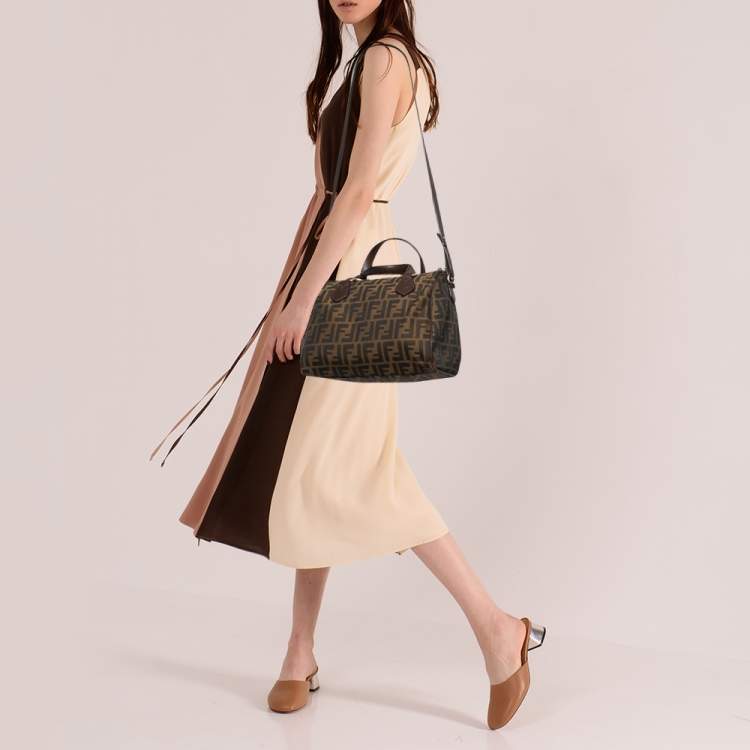 Pre Owned Fendi Tobacco Zucca Canvas and Leather Satchel 