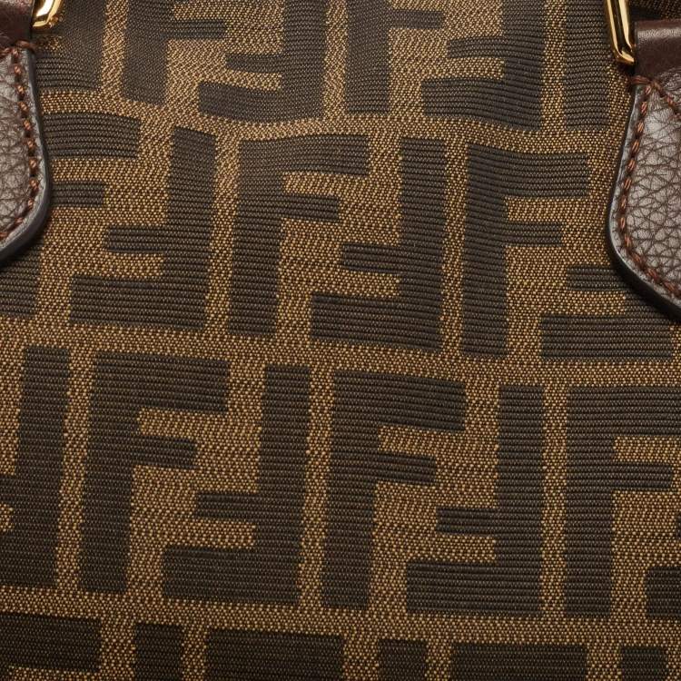 Pre Owned Fendi Tobacco Zucca Canvas and Leather Satchel 