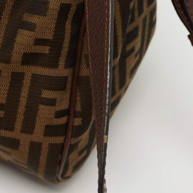 Pre Owned Fendi Tobacco Zucca Canvas and Leather Satchel 