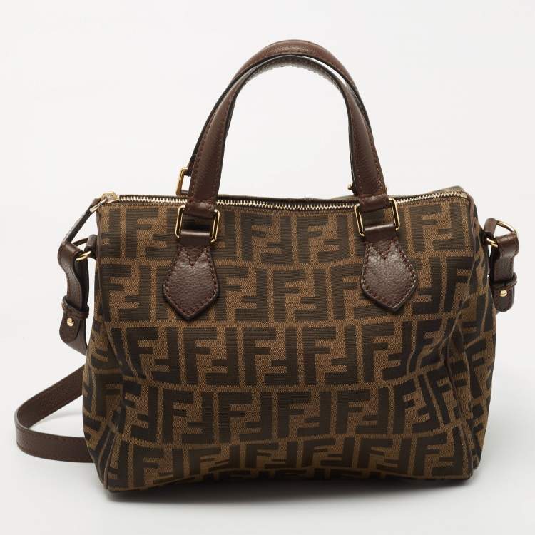 Pre Owned Fendi Tobacco Zucca Canvas and Leather Satchel 