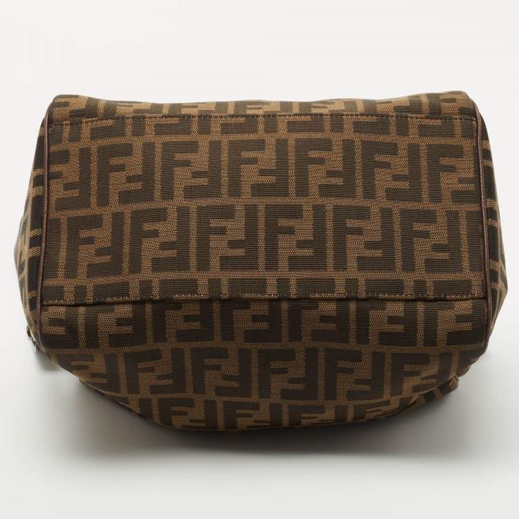 Pre Owned Fendi Tobacco Zucca Canvas and Leather Satchel 