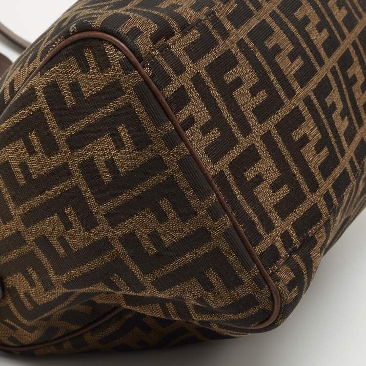 Pre Owned Fendi Tobacco Zucca Canvas and Leather Satchel 