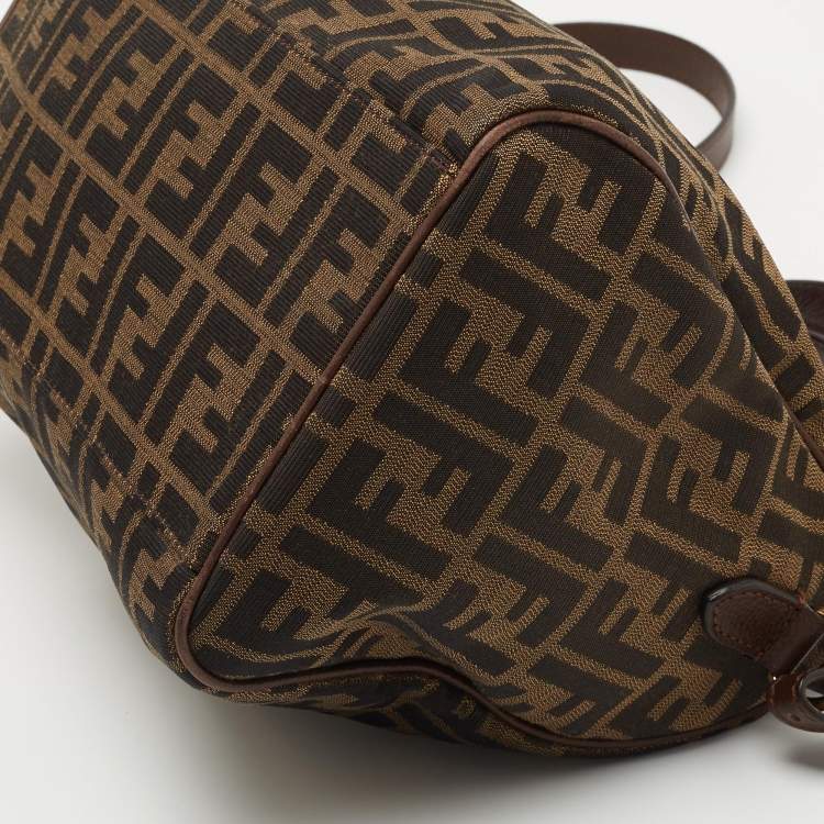 Pre Owned Fendi Tobacco Zucca Canvas and Leather Satchel 