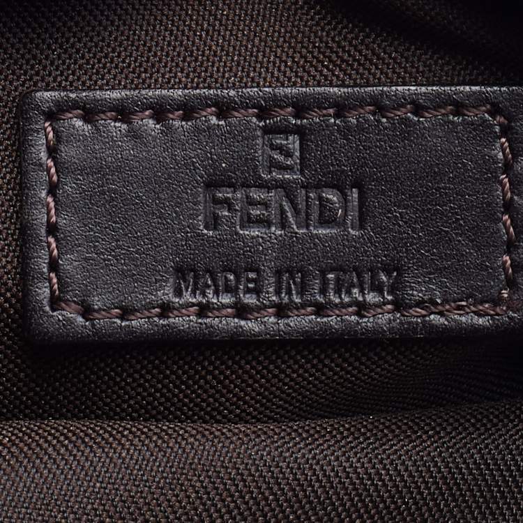 Pre Owned Fendi Beige/Brown Zucchino Canvas Zip Pouch
