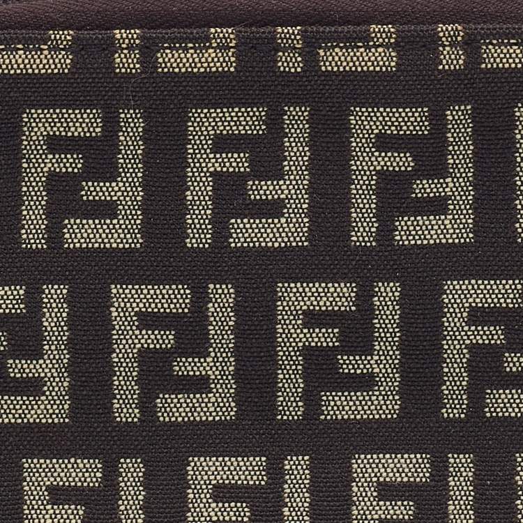 Pre Owned Fendi Beige/Brown Zucchino Canvas Zip Pouch