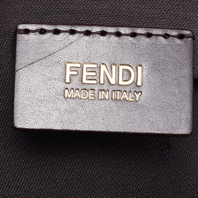Pre Owned Fendi Brown Zucca Canvas and Patent Leather Mia Hobo