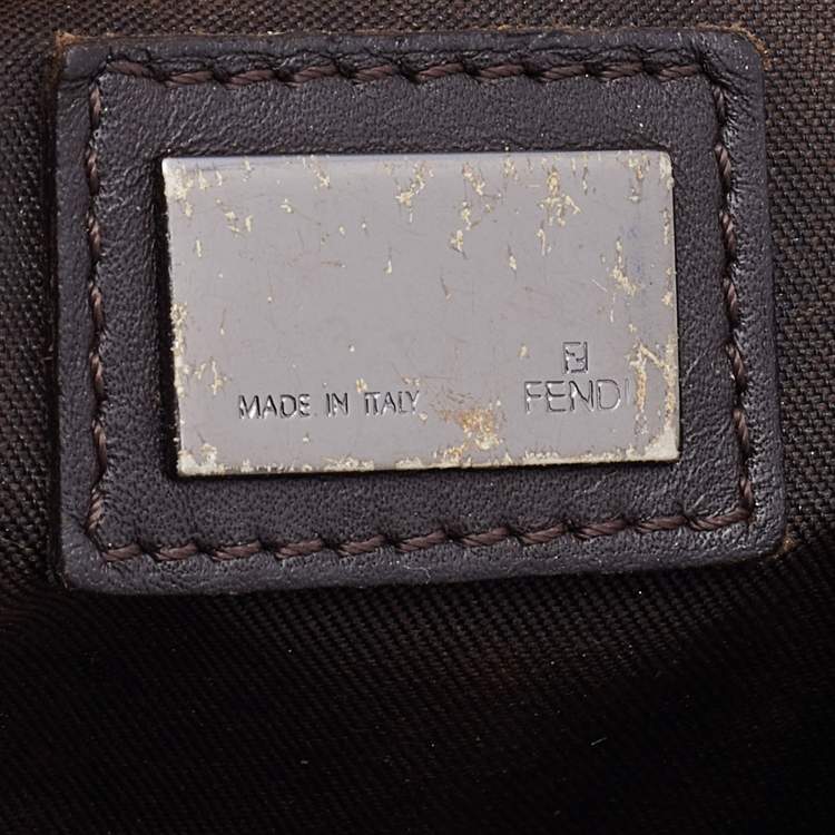 Pre Owned Fendi Brown Zucchino Canvas and Leather Baguette Bag