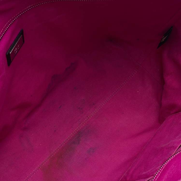 Pre Owned Fendi Grey/Fuchsia Leather Monster Roll Tote