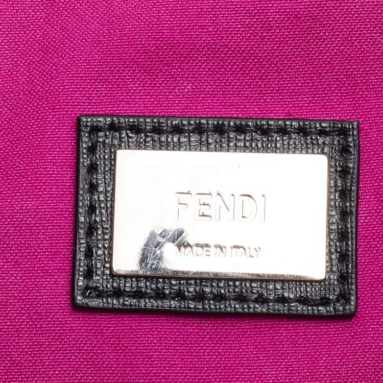 Pre Owned Fendi Grey/Fuchsia Leather Monster Roll Tote