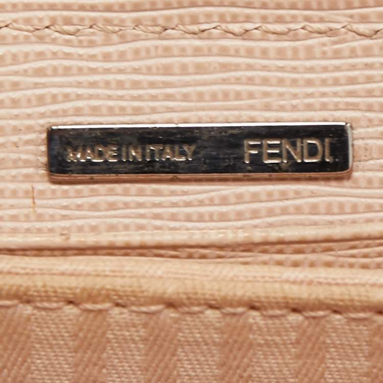 Pre Owned Fendi Red Patent Leather Zip Around Continental Wallet