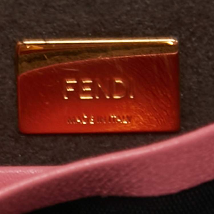 Pre Owned Fendi Pink Leather Micro Peekaboo Crossbody Bag