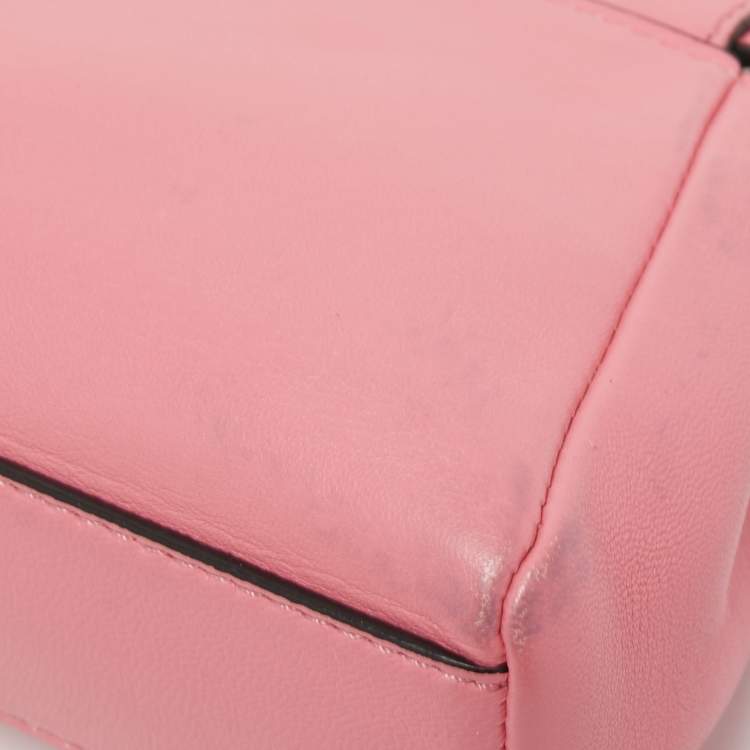 Pre Owned Fendi Pink Leather Micro Peekaboo Crossbody Bag