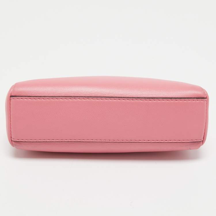 Pre Owned Fendi Pink Leather Micro Peekaboo Crossbody Bag