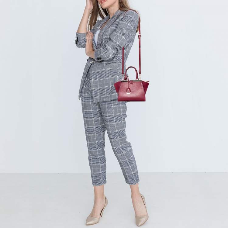 Pre Owned Fendi Burgundy Leather Mini 3Jours Tote