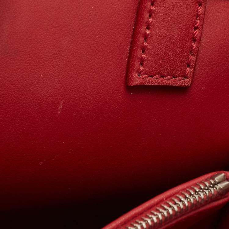 Pre Owned Fendi Red/Beige Raffia and Leather Mini Flowerland Embellished 2Jours Tote