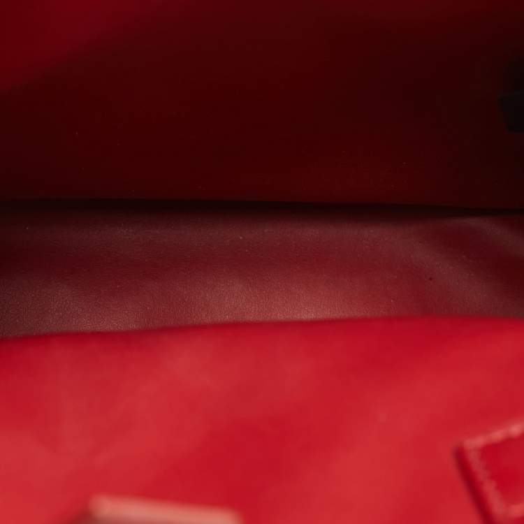 Pre Owned Fendi Red/Beige Raffia and Leather Mini Flowerland Embellished 2Jours Tote