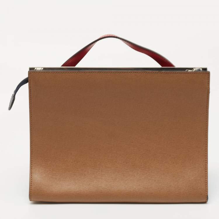 Pre Owned Fendi Multicolor Textured Leather Small Demi Jour Top Handle Bag