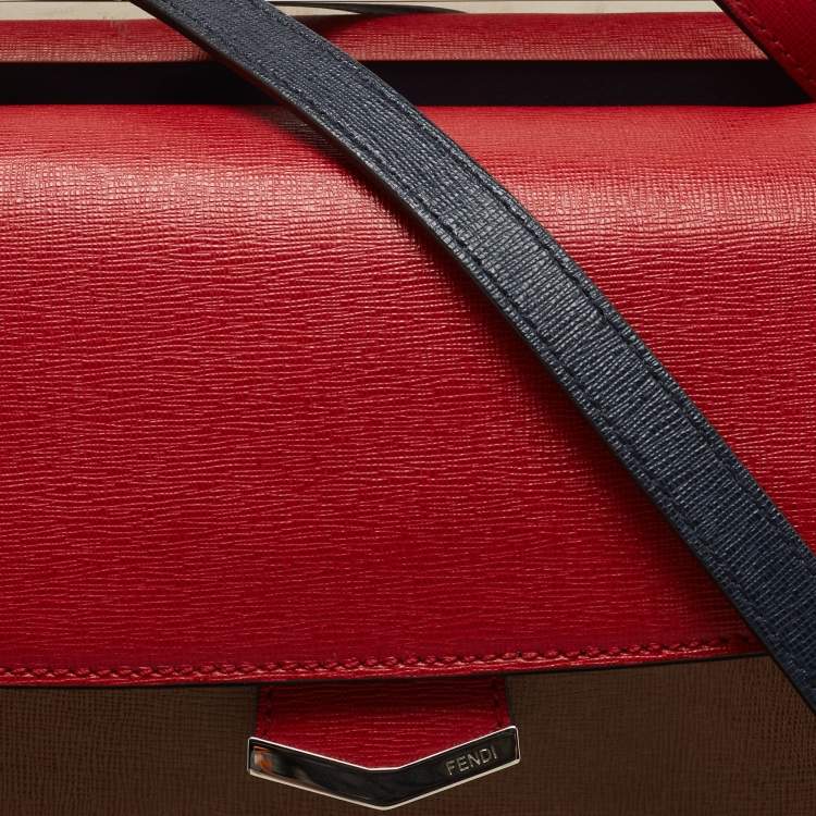 Pre Owned Fendi Multicolor Textured Leather Small Demi Jour Top Handle Bag