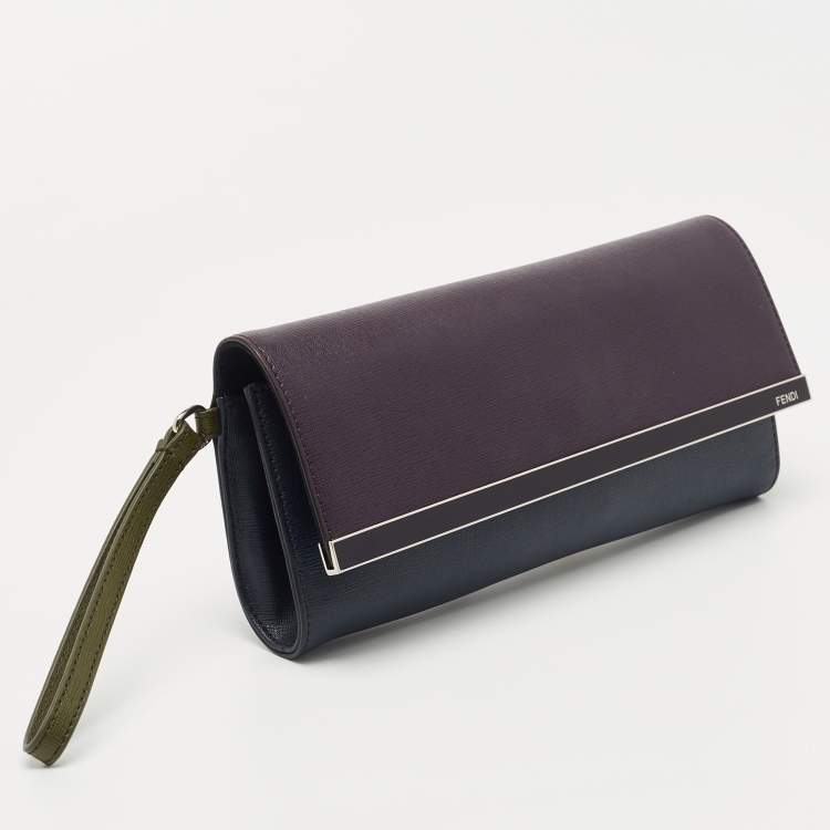 Pre Owned Fendi Multicolor Leather Rush Wristlet Clutch