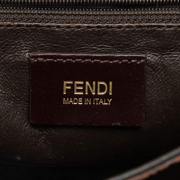 Pre Owned Fendi Tobacco Zucca Canvas and Leather Classico No. 1 Top Handle Bag