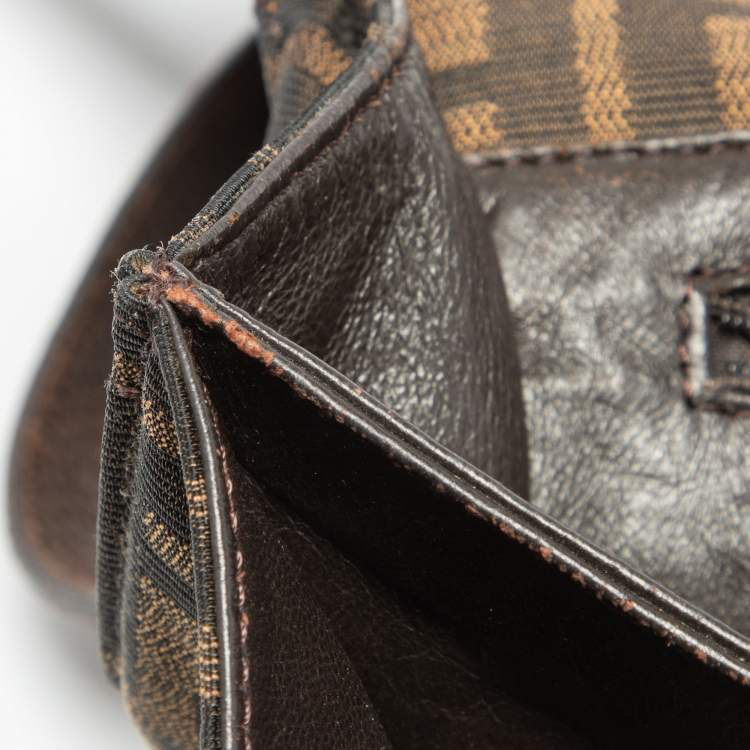 Pre Owned Fendi Tobacco Zucca Canvas and Leather Classico No. 1 Top Handle Bag