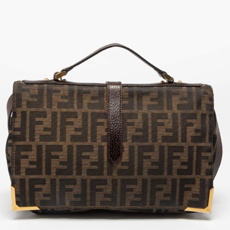 Pre Owned Fendi Tobacco Zucca Canvas and Leather Classico No. 1 Top Handle Bag