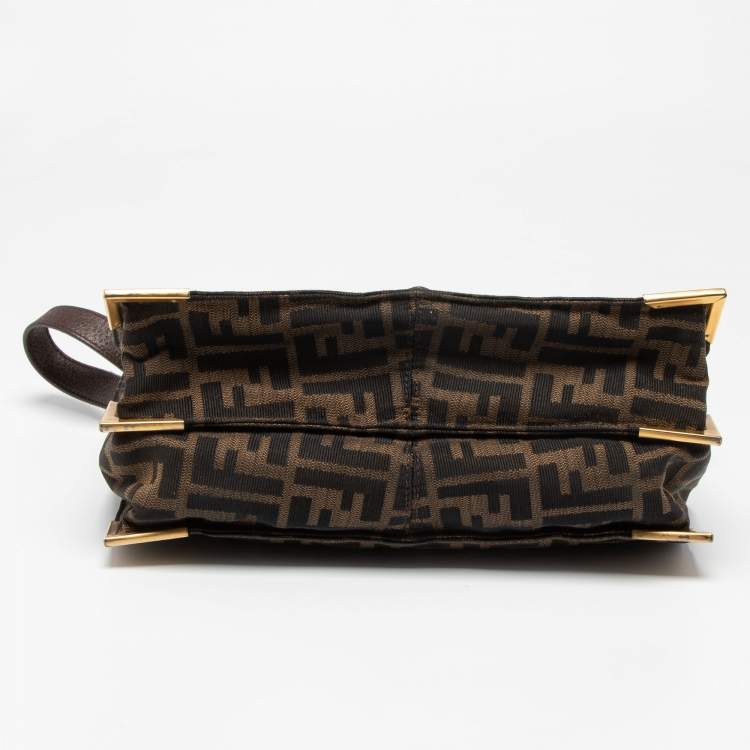 Pre Owned Fendi Tobacco Zucca Canvas and Leather Classico No. 1 Top Handle Bag