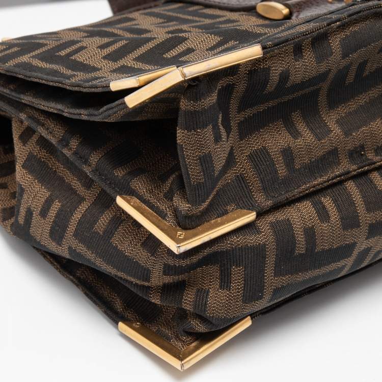 Pre Owned Fendi Tobacco Zucca Canvas and Leather Classico No. 1 Top Handle Bag