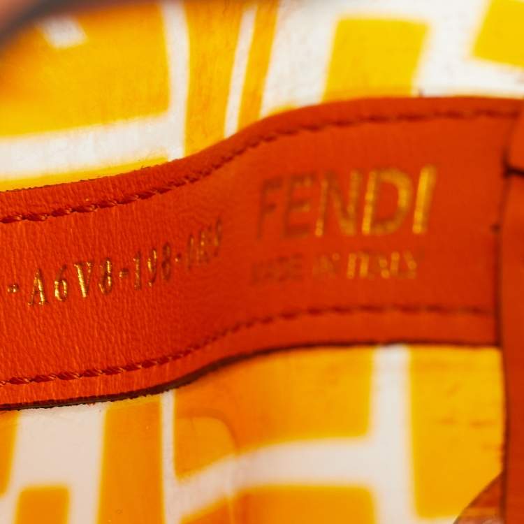 Pre Owned Fendi Orange Zucca PVC and Leather Mini Mon Tresor Drawstring Bucket Bag
