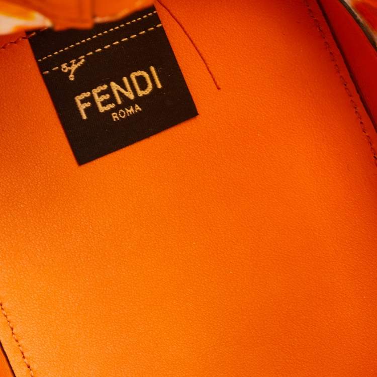 Pre Owned Fendi Orange Zucca PVC and Leather Mini Mon Tresor Drawstring Bucket Bag