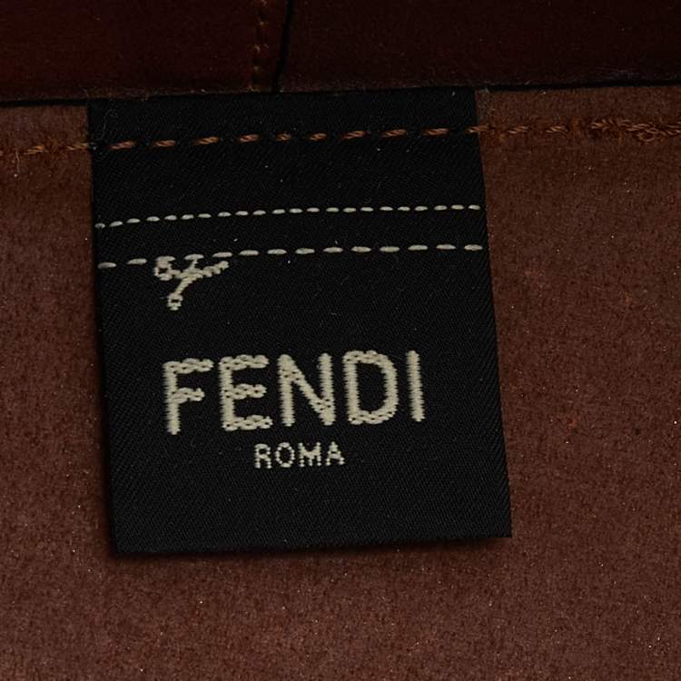 Pre Owned Fendi Brown/Black Leather and PVC FF Logo Print Mon Tresor Bucket Bag