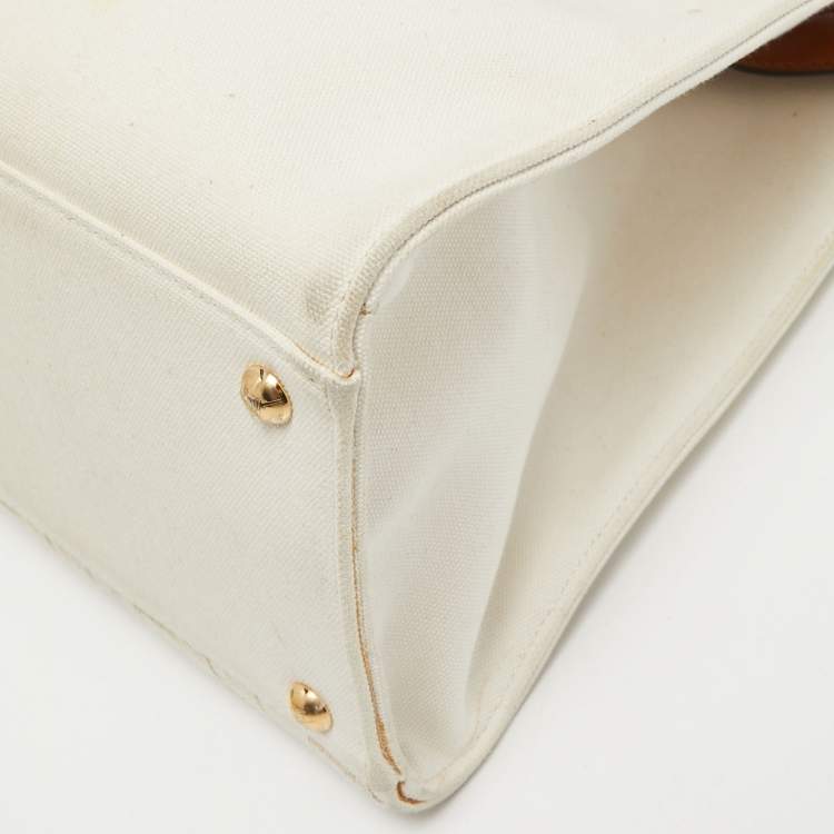 Pre Owned Fendi Brown/Off White FF Embroidery Canvas Medium X Shopper Tote