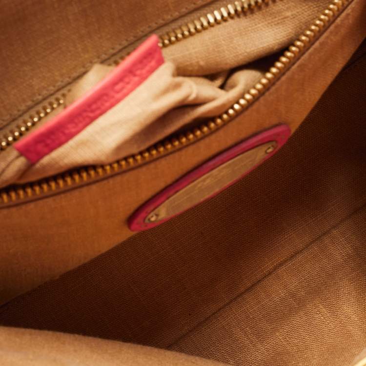 Pre Owned Fendi Coral Selleria Leather Large Peekaboo Top Handle Bag