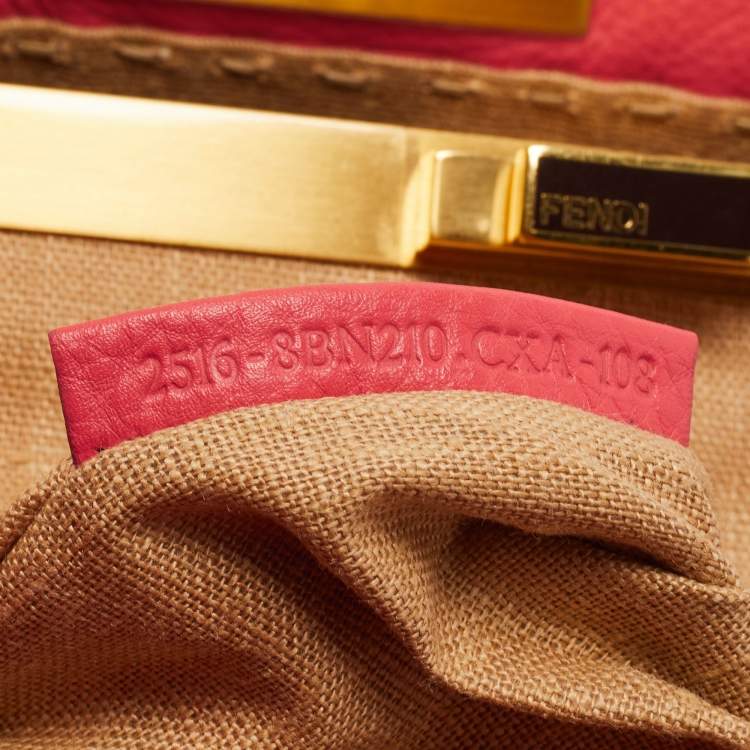 Pre Owned Fendi Coral Selleria Leather Large Peekaboo Top Handle Bag