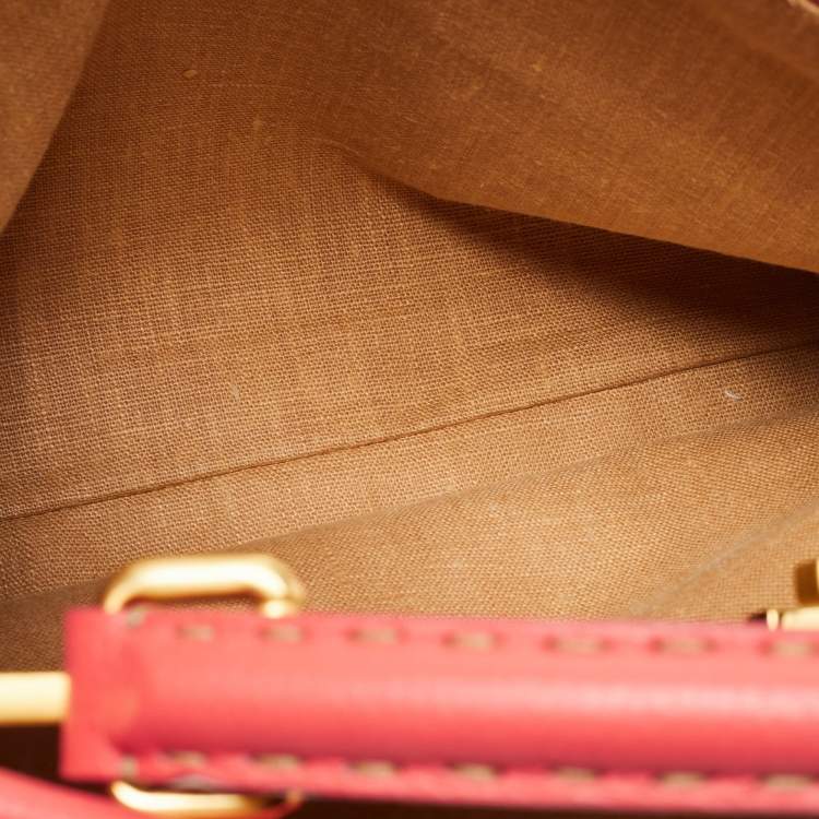 Pre Owned Fendi Coral Selleria Leather Large Peekaboo Top Handle Bag