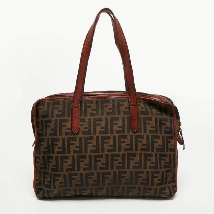 Pre Owned Fendi Brown/Tobacco Zucca Canvas Pocket Laptop Bag