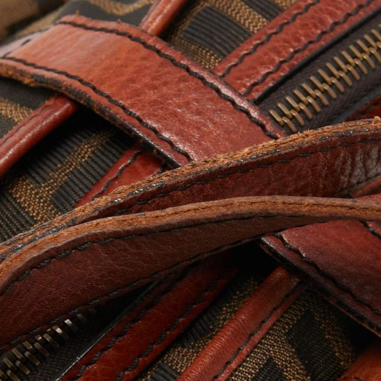 Pre Owned Fendi Brown/Tobacco Zucca Canvas Pocket Laptop Bag