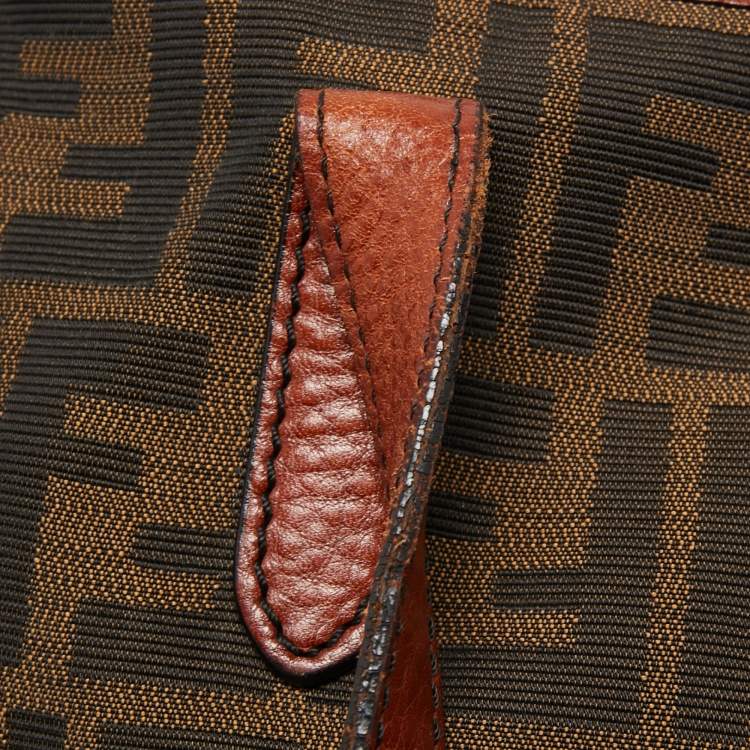 Pre Owned Fendi Brown/Tobacco Zucca Canvas Pocket Laptop Bag