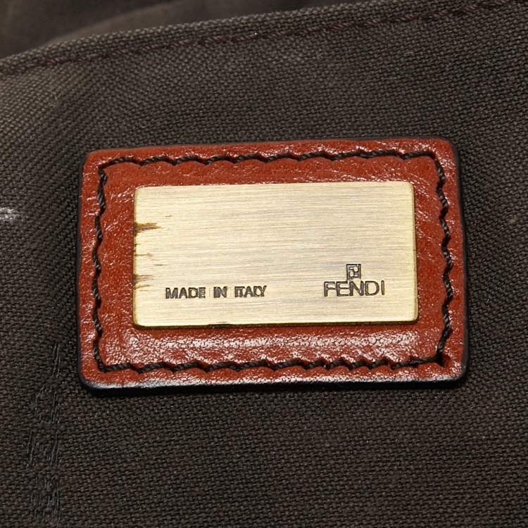 Pre Owned Fendi Brown/Tobacco Zucca Canvas Pocket Laptop Bag