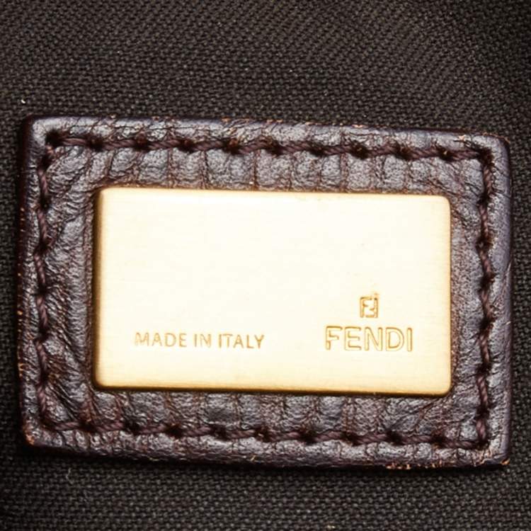 Pre Owned Fendi Brown Zucca Canvas and Coated Canvas Boston Bag