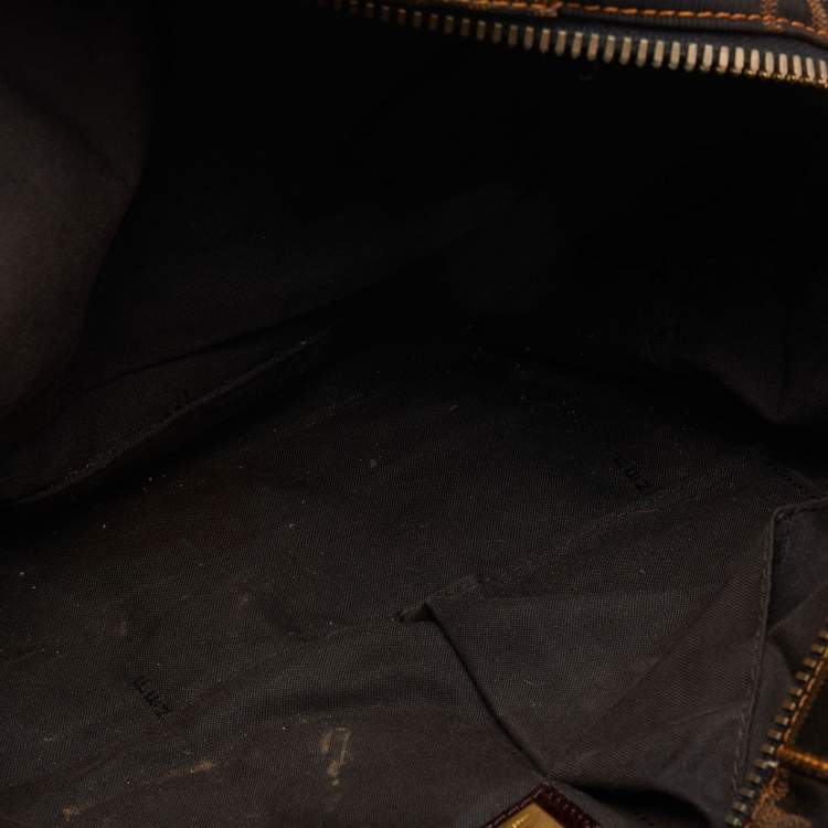 Pre Owned Fendi Brown Zucca Canvas and Coated Canvas Boston Bag