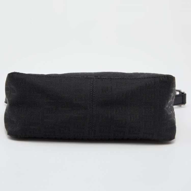 Pre Owned Fendi Black Zucchino Canvas and Leather Small Hobo