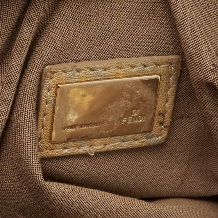 Pre Owned Fendi Metallic Gold Textured Leather Spy Hobo