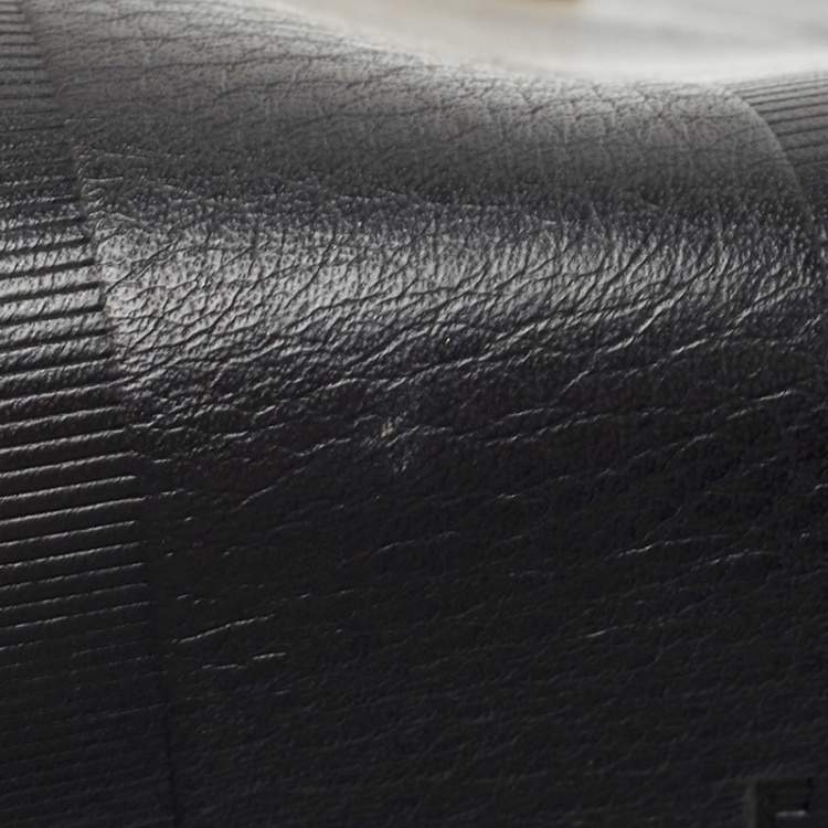 Pre Owned Fendi Black Pequin Embossed Striped Leather Claudia Small Flap Bag